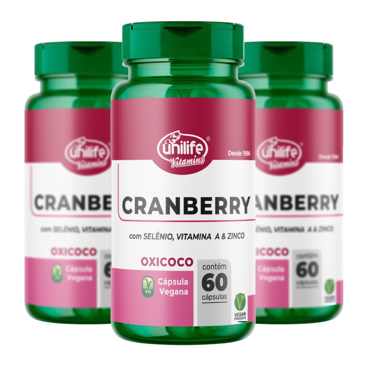 Kit 3 Cranberry 500mg 180 Capsulas - Unilife - Com Selênio Vitamina A E ...