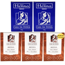 Kit 5 Henna para Cabelos Castanho e Preto Cobre Fios Brancos – Casa da Índia