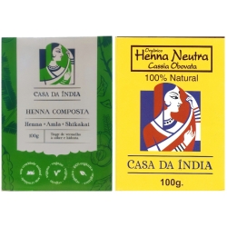 Kit Henna Composta Herbal e Henna Cassia Obovata Pura 100% Natural para os Cabelos – Casa da Índia