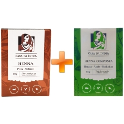 Kit Henna Indiana Pura 100% Natural e Henna Composta Herbal Ruivo para os Cabelos 100g cada – Casa da Índia