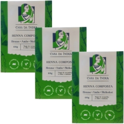 Kit 3 Henna Composta Herbal Ruivo Tipo Laranjinha 100g cada – Casa da Índia