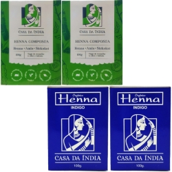 Kit 4 Henna para Cabelos Castanho e Preto Cobre Fios Brancos – Casa da Índia