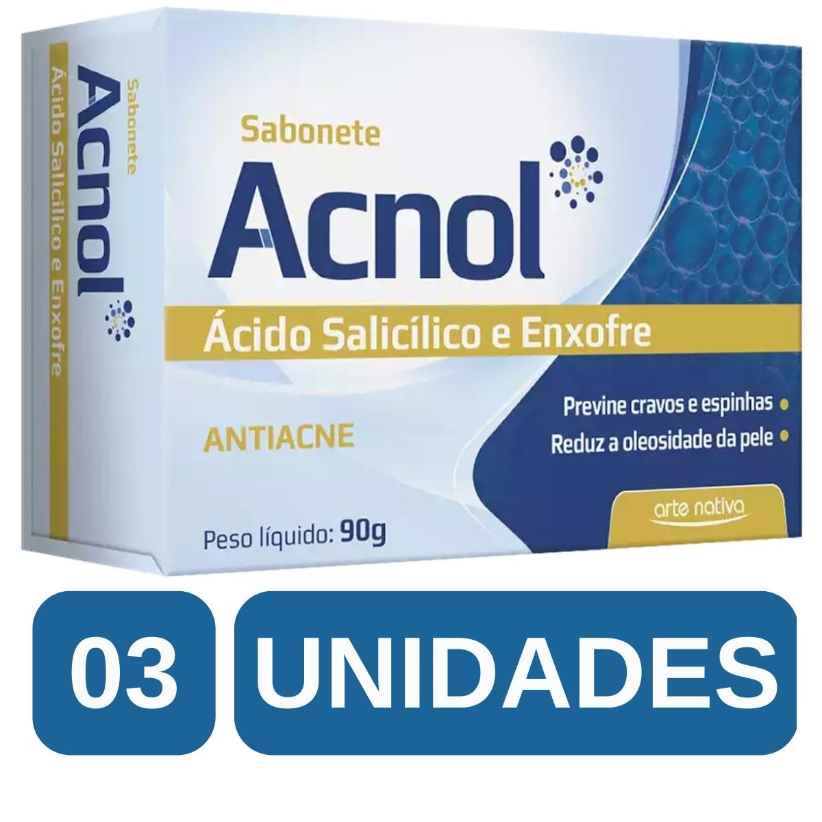 Kit 3 Sabonete Acnol, Ácido Salicílico e Enxofre 90g – Arte Nativa