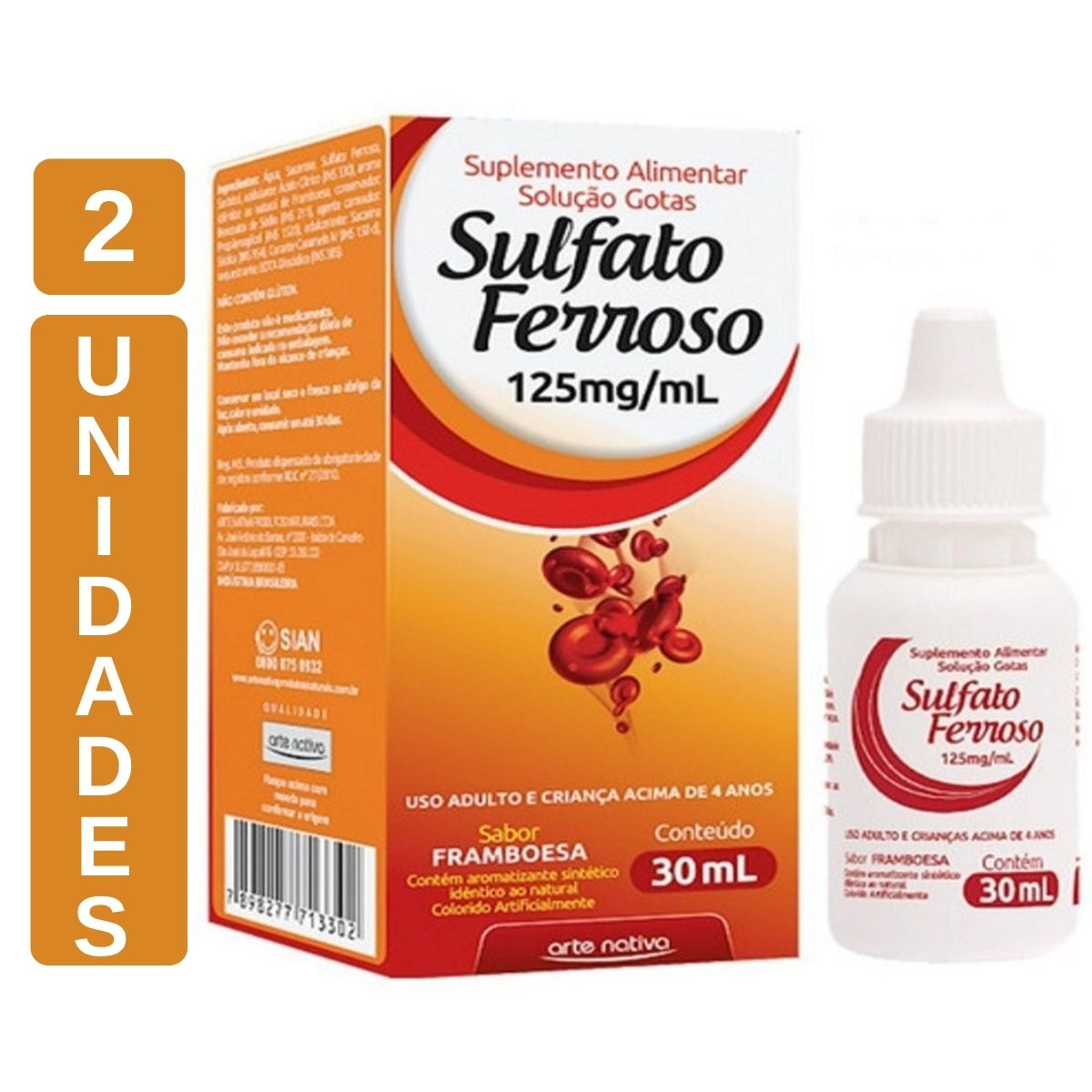 Kit 2 Sulfato Ferroso Liquido 125mg/30mL Suplemento – Arte Native