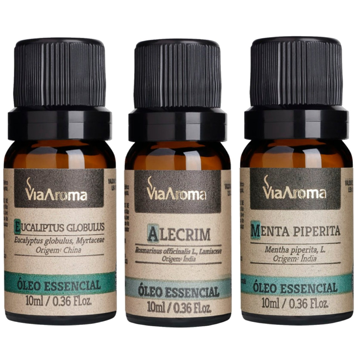 Kit 3 Óleo Essencial Menta Piperita (Hortelã Pimenta), Eucalipto Globulus,  Alecrim – Via Aroma