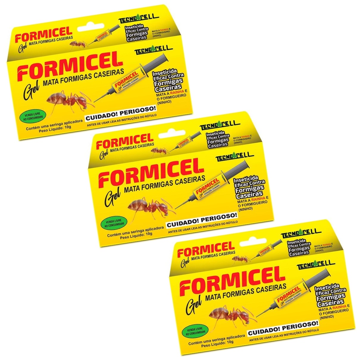 Kit 3 Formicel, Mata Formigas Caseiras em Gel 10g – Tecnocell