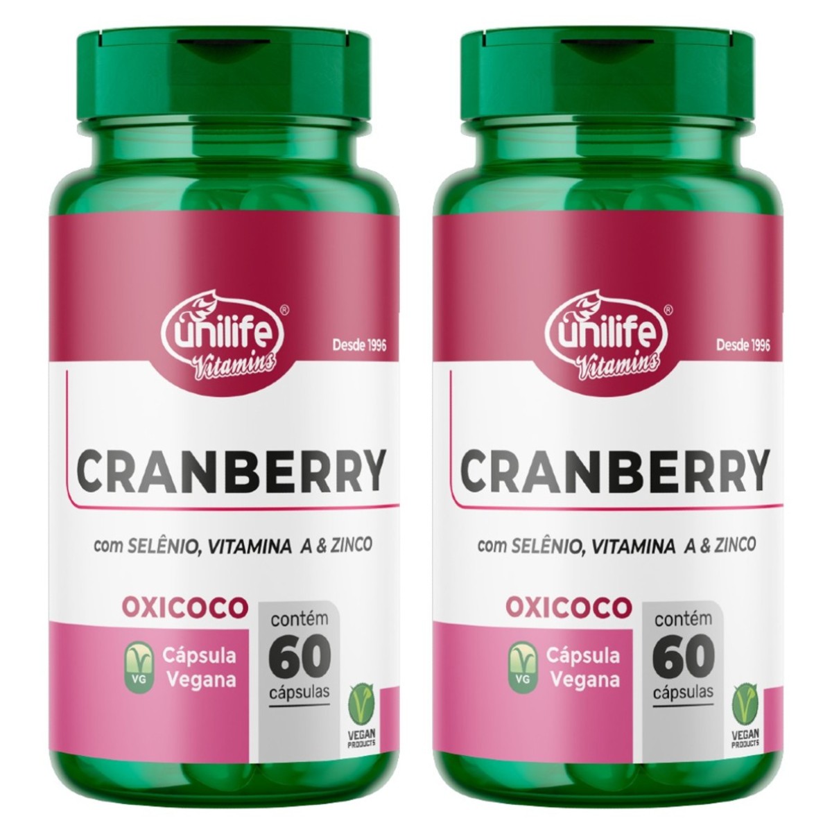 Kit 2 Cranberry 500mg 120 Capsulas – Unilife – Com Selênio Vitamina A E Zinco