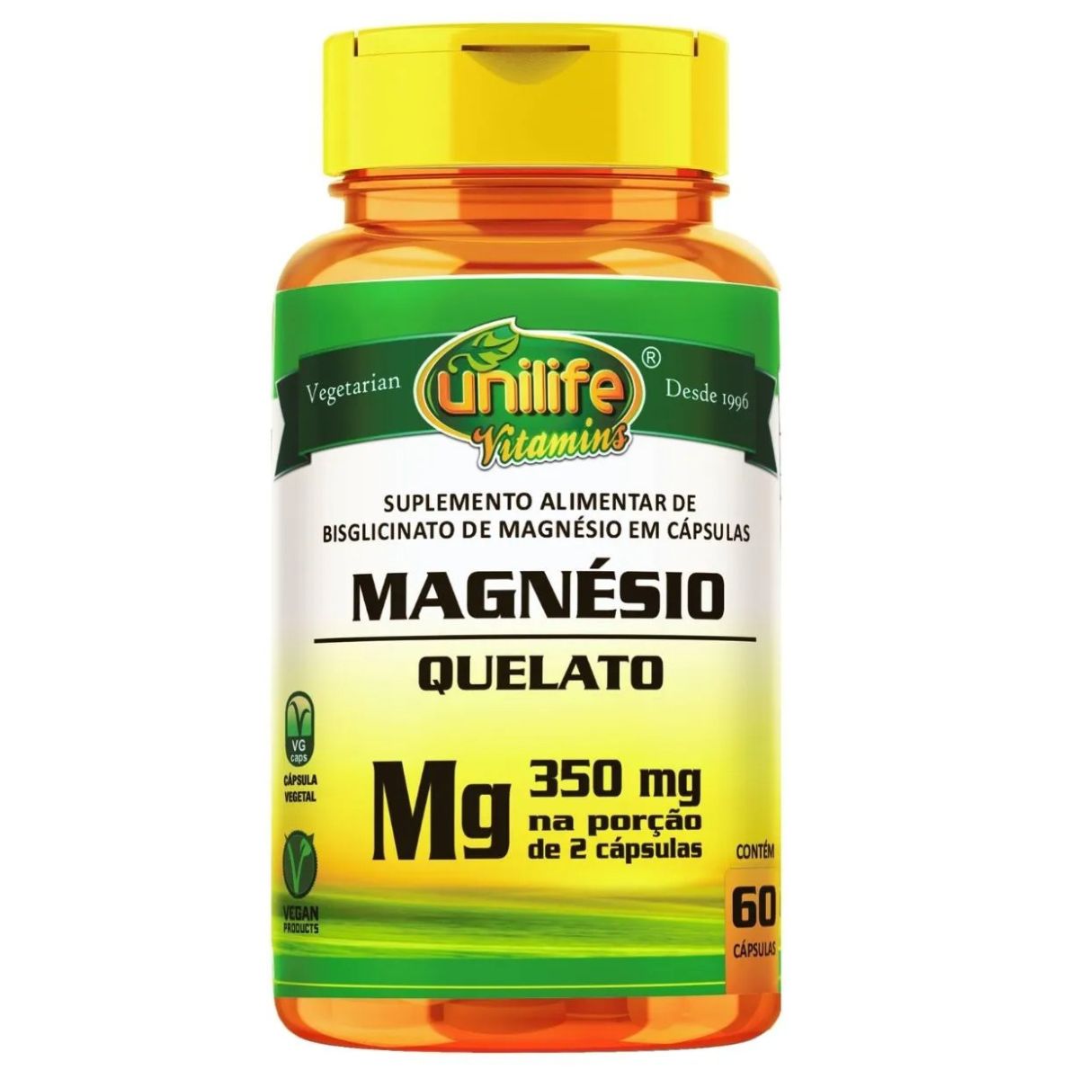 Magnésio Quelato Puro 60caps  – Original, O Melhor – Unilife