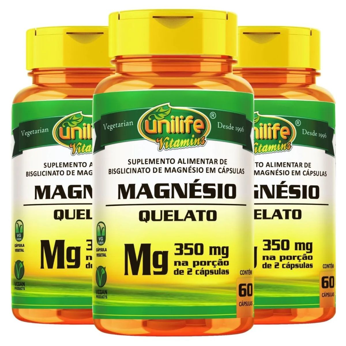 Kit 3 Unidades Do Magnésio Quelato Puro Original O Melhor – Unilife